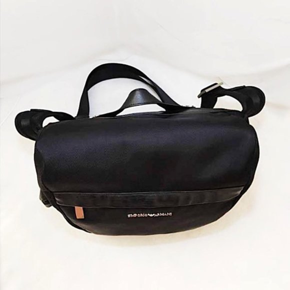 Emporio Armani Mens Messenger Bag Large Black Nylon Leather Shoulder Cro… - Picture 5 of 16